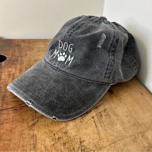 Ponyflo Dog Mom Black Denim Cap Baseball Hat with Ponytail Opening Great Conditi